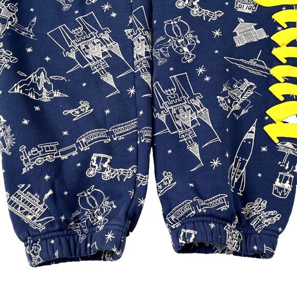 Disney 100 Disneyland Resort Sweat Pants Adult Unisex size XS Blue Yellow - Picture 10 of 13